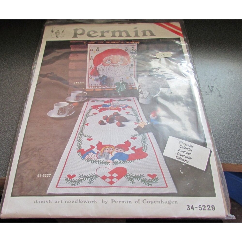 Permin Copenhagen Danish Cross Stitch Kit  Santa Calendar 34-5229 HTF Christmas